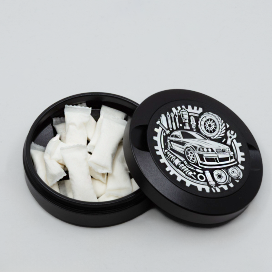 Gravierte Snusdose Aluminium "Gear Drive" 3-tlg.