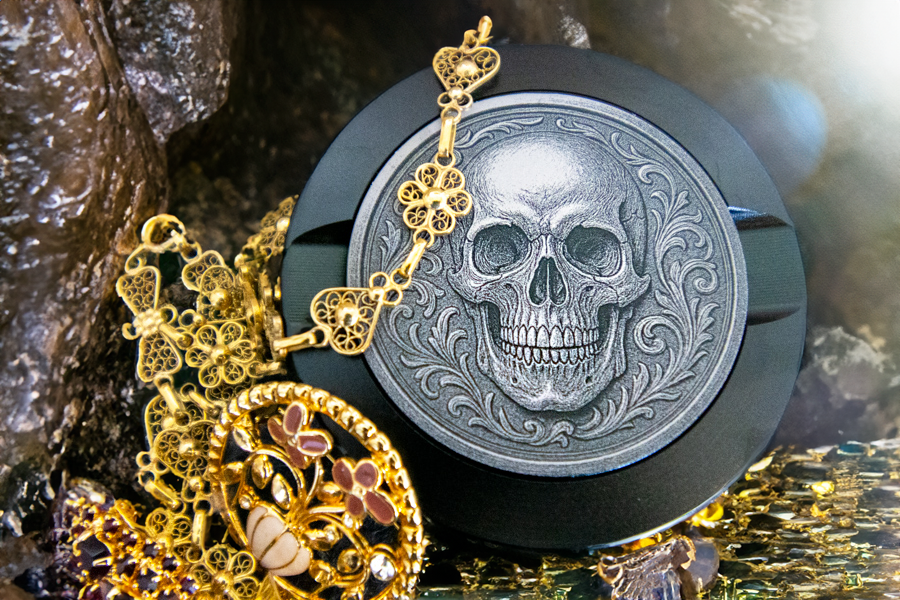 Gravierte Snusdose Aluminium "Calavera" 3-tlg.