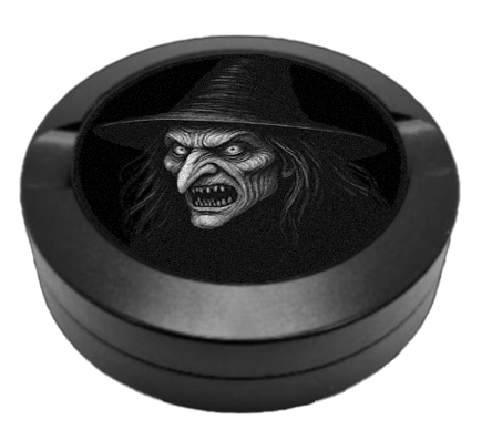 Gravierte Snusdose aus Aluminium mit Grimelda Motiv, in Schwarz, personalisierte Lasergravur.