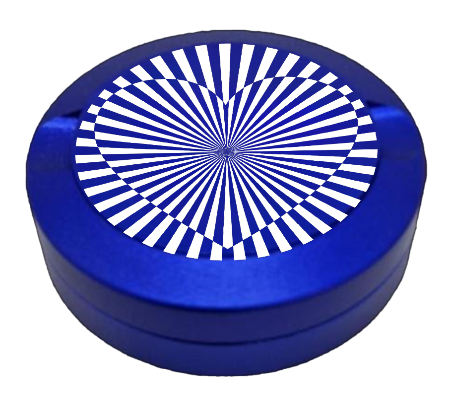 Gravierte Snusdose aus Aluminium mit Motiv - Herz- blaue Oberfläche