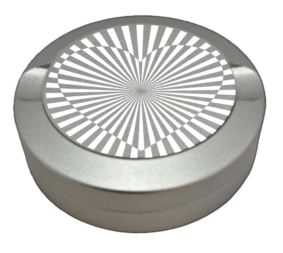 Gravierte Snusdose aus Aluminium mit Motiv - Herz- silbrige Oberfläche