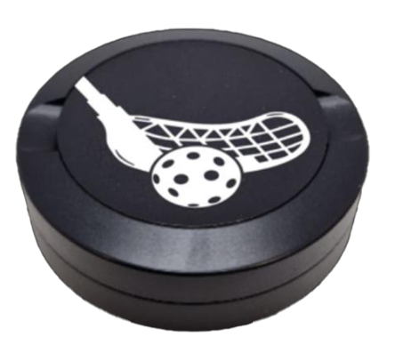 Gravierte Snusdose aus Aluminium mit Gravur - Unihockey - schwarze Oberfläche