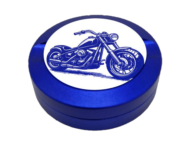 Snusdose mit Motiv Motorrad blau