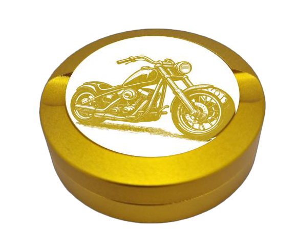 Snusdose mit Motiv Motorrad gold