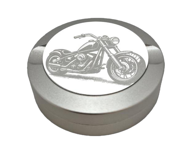 Snusdose mit Motiv Motorrad silber