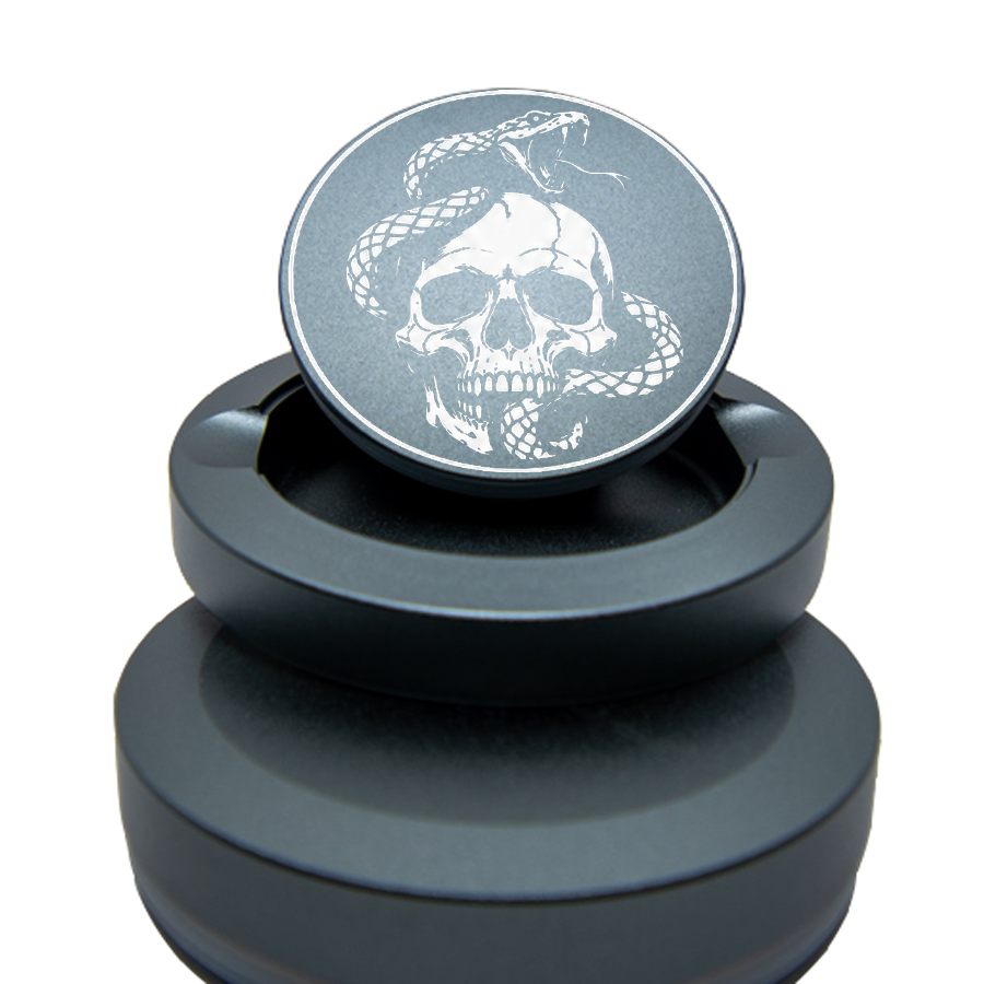 Gravierte Snusdose Aluminium "Halloween Snake Skull" 3-tlg.