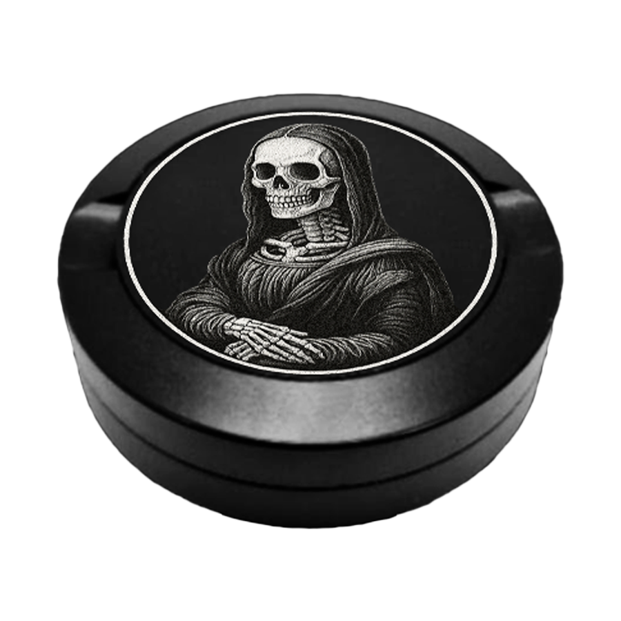 Gravierte Snusdose in schwarz mit dem Motiv Ribalisa, nach dem Vorbild von Monalisa, Lasergravur sehr detailreich, einzigartiges Ribsy Motiv