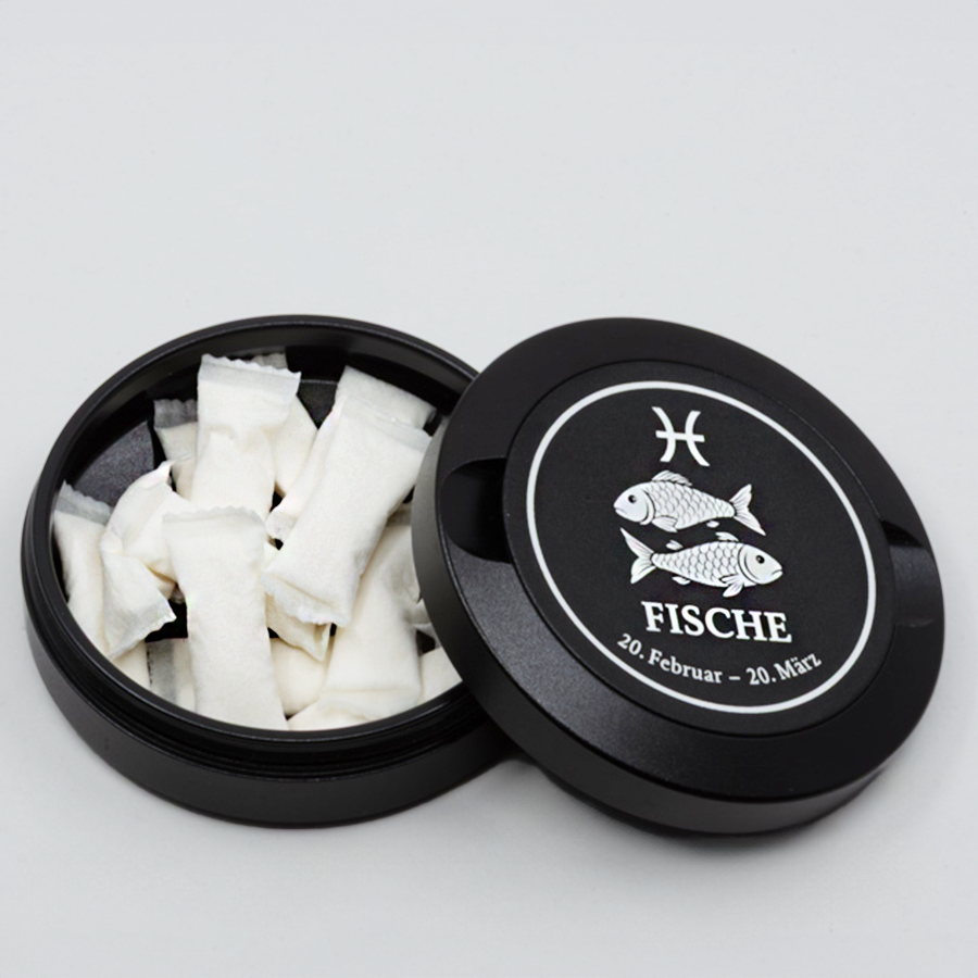 Gravierte Snusdose Aluminium "Sternzeichen Fische" 3-tlg.