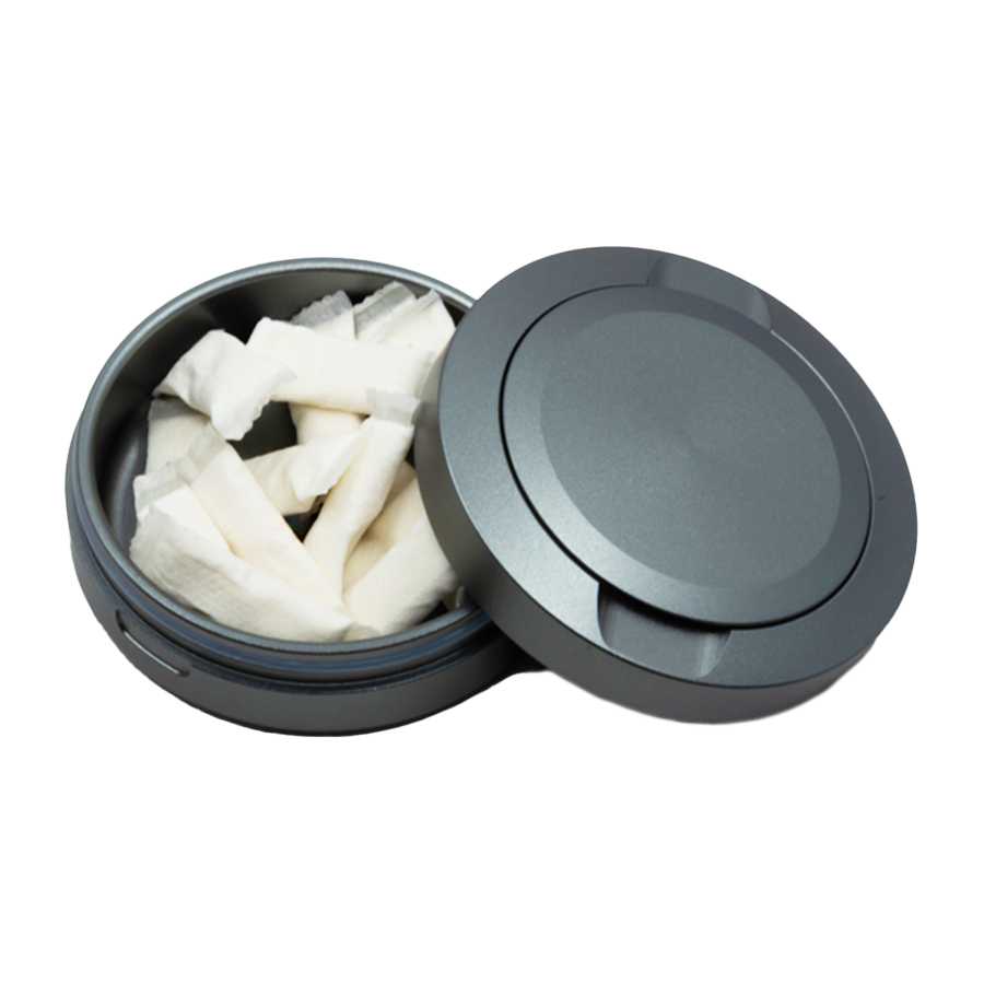 Snusdose unifarbig in Grau, offen