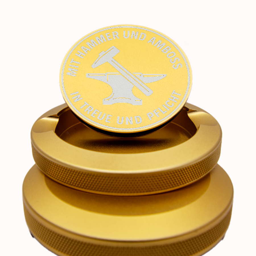 Gravierte Snusdose Aluminium Zunftzeichen "Schmied"  3-tlg.
