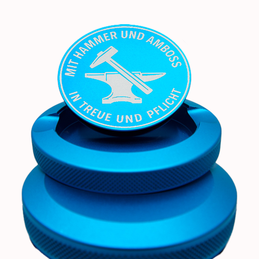 Gravierte Snusdose Aluminium Zunftzeichen "Schmied"  3-tlg.