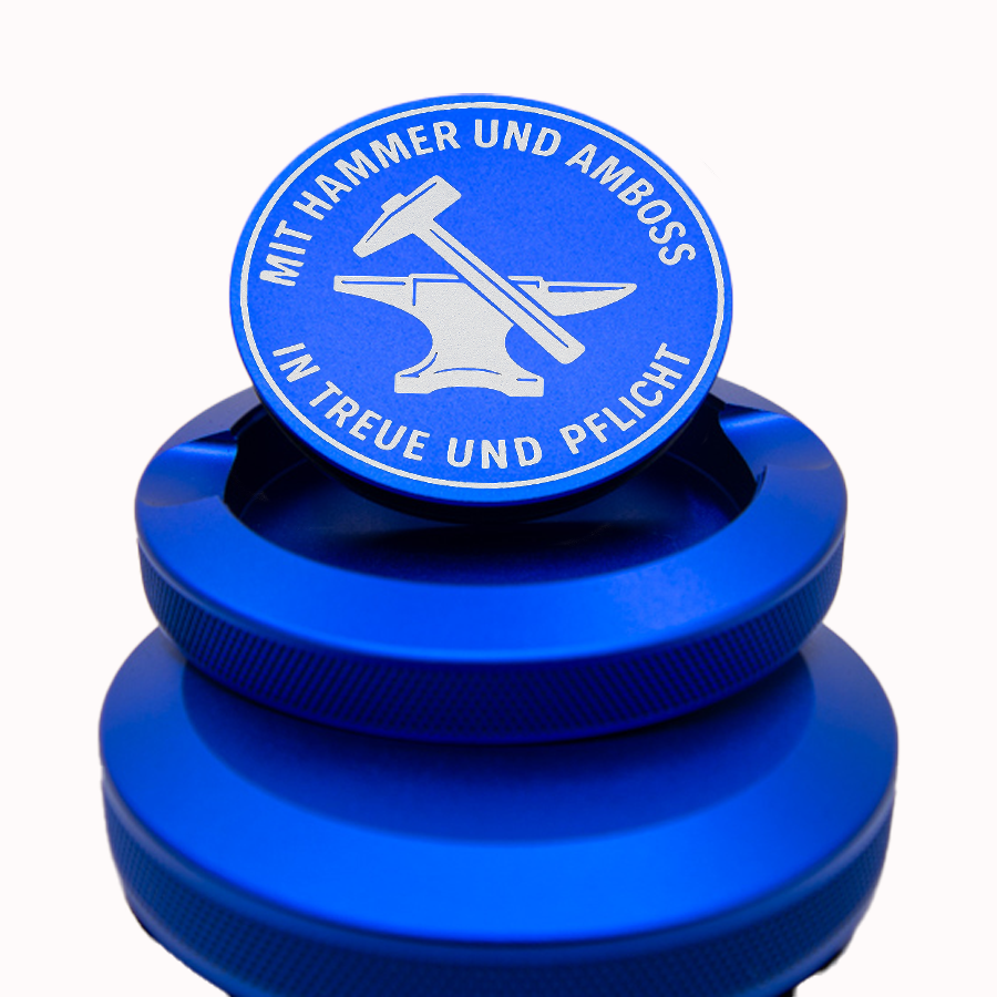 Gravierte Snusdose Aluminium Zunftzeichen "Schmied"  3-tlg.