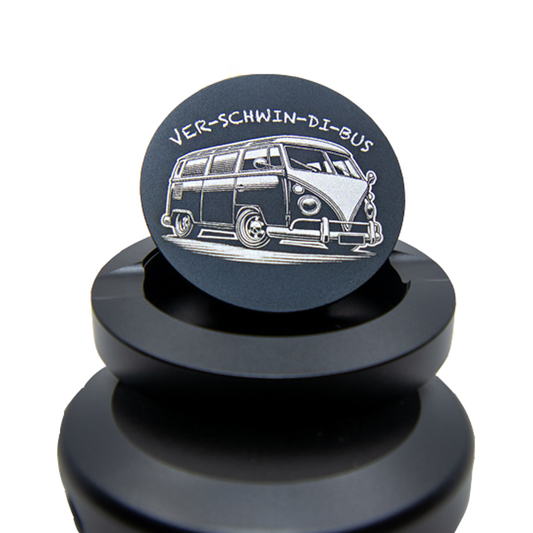Gravierte Snusdose Aluminium  "Ver-schwin-di- Bus" 3-tlg.
