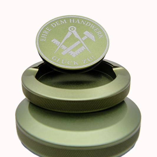 Gravierte Snusdose Aluminium Zunftzeichen "Zimmermann" 3-tlg.
