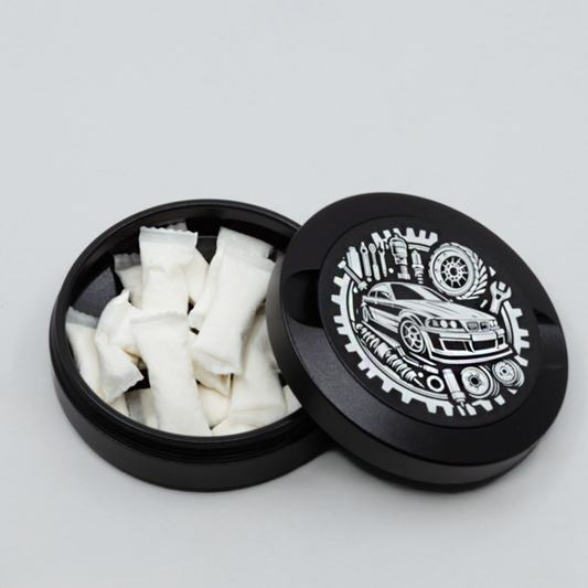 Gravierte Snusdose Aluminium "Gear Drive" 3-tlg.