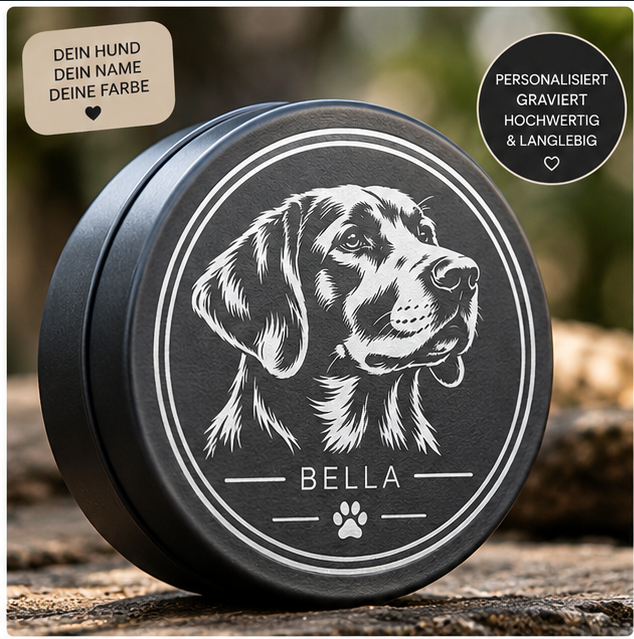 Personalisierte Snusdose mit deinem Hund – Name & Wunschmotiv
