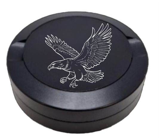 Gravierte Snusdose aus Aluminium mit Gravur - Adler - schwarze Oberfläche