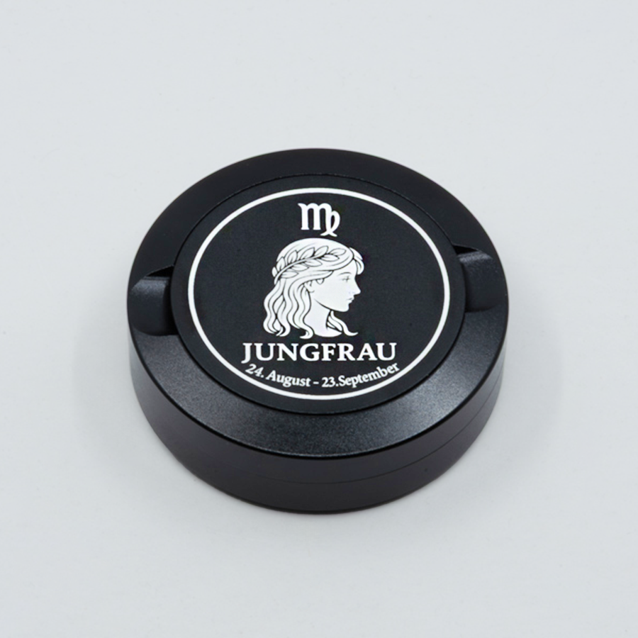 Gravierte Snusdose Aluminium "Sternzeichen Jungfrau" 3-tlg.