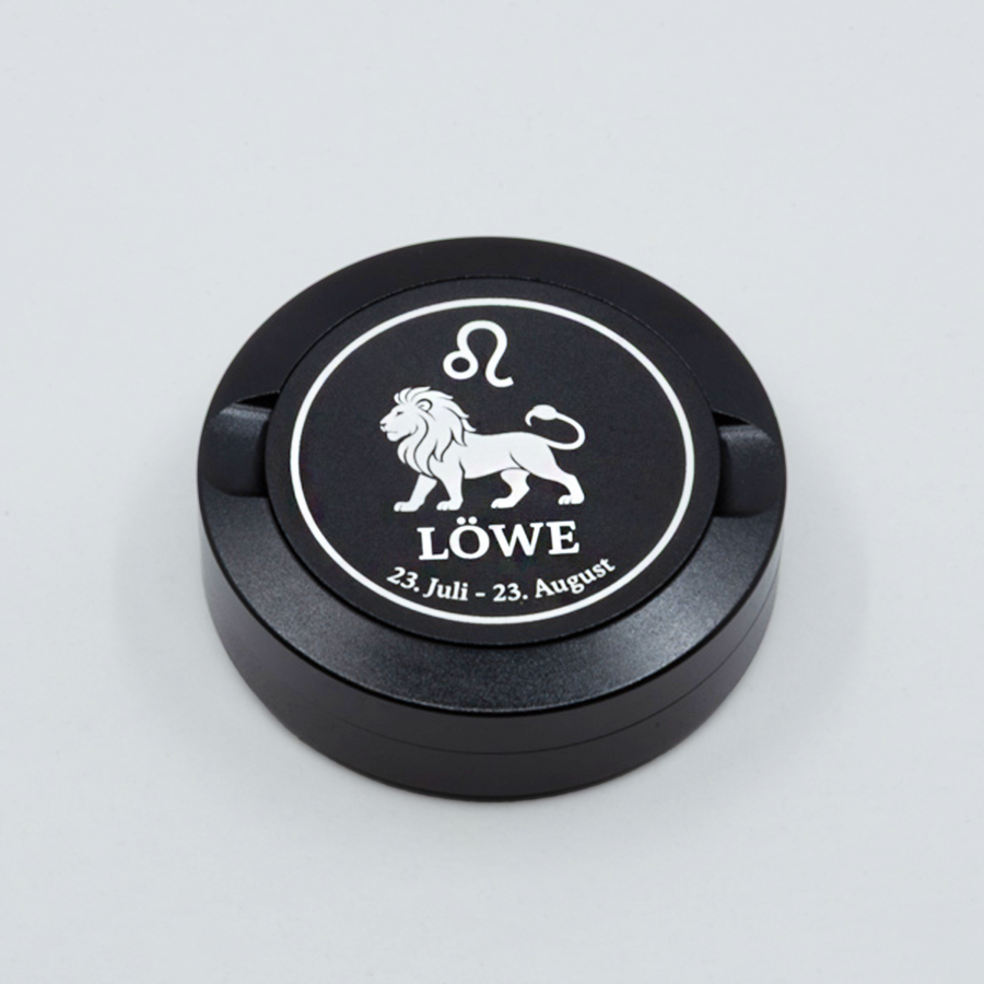 Gravierte Snusdose Aluminium "Sternzeichen Löwe" 3-tlg.