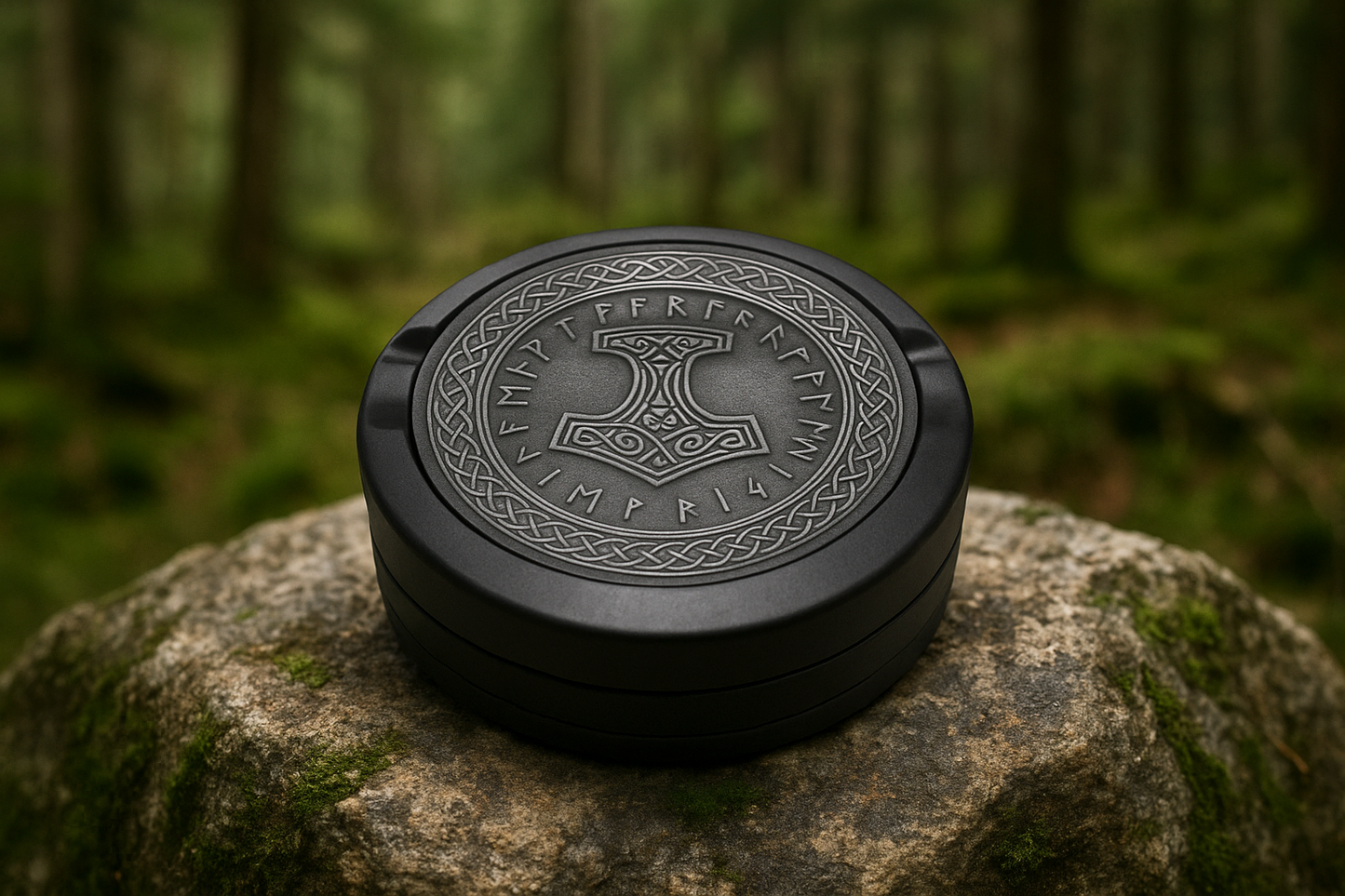 Gravierte Snusdose Aluminium "Mjölnir - Thors Hammer" 3-tlg.