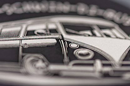 Gravierte Snusdose Aluminium  "Ver-schwin-di- Bus" 3-tlg.