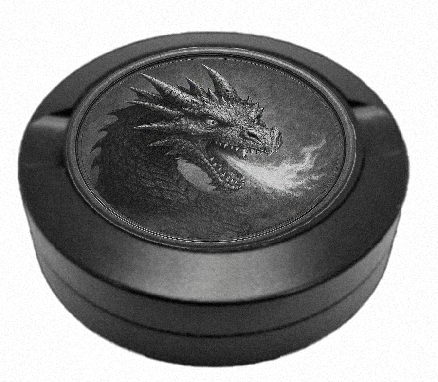 Personalisierte Snusdose mit Nidhöggr- Bewacher des Schatzes Monogramm Gravur aus Aluminium, minimalistisch, elegante Lasergravur mit Motiv