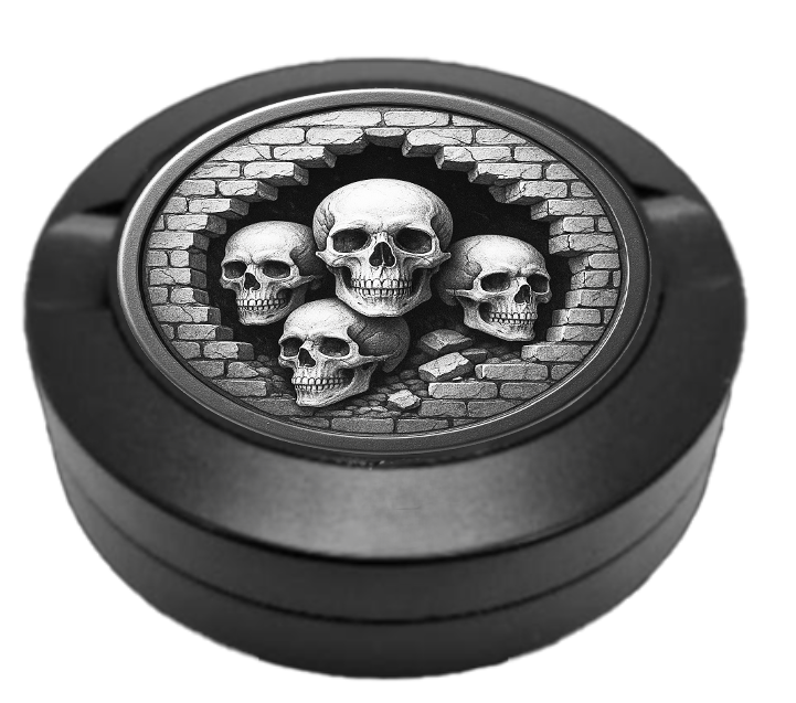Gravierte Snusdose Aluminium "Wild Skulls" 3-tlg.