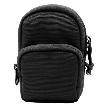 Snus Bag schwarzer Mini-Rucksack mit Platz für eine Snusdose, kompakte Tasche für unterwegs.