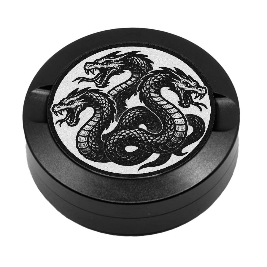 Gravierte Snusdose aus Aluminium mit Hydra Motiv, personalisierbar, hochwertige Lasergravur