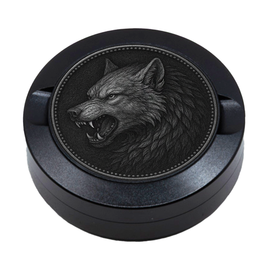 Snusdose graviert mit Fenrir Motiv aus Aluminium, personalisierte Lasergravur, robuste Aufbewahrungsdose für Snus.
