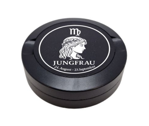 Gravierte Snusdose Aluminium "Sternzeichen Jungfrau" 3-tlg.