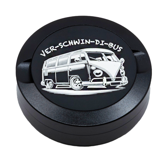 Gravierte Snusdose Aluminium  "Ver-schwin-di- Bus" 3-tlg.